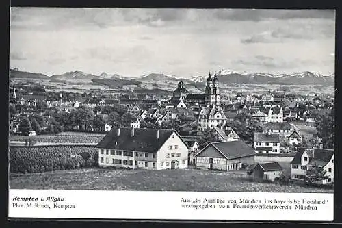 AK Kempten /Allg., Ortsansicht mit Bergpanorama