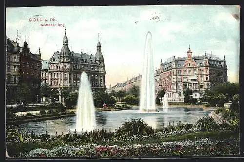 AK Köln-Neustadt, Deutscher Ring mit Wasserspielen