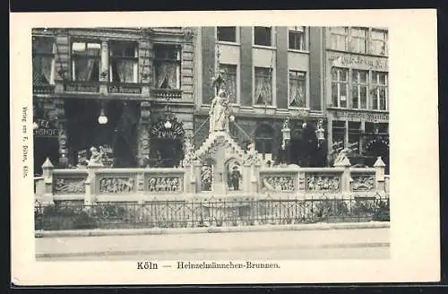 AK Köln /Rh., Heinzelmännchen-Brunnen mit Gasthaus zur Glocke