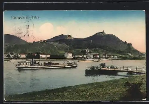 AK Königswinter, Fähre auf dem Rhein