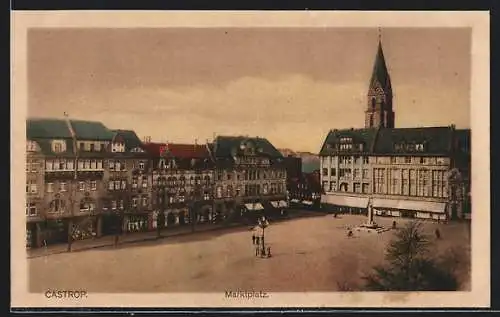 AK Castrop, Marktplatz aus der Vogelschau