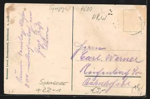 AK Dortmund, Teilansicht mit Synagoge