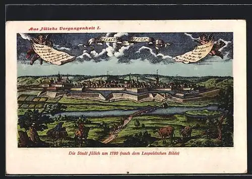 AK Jülich, Stadtpanorama um 1780