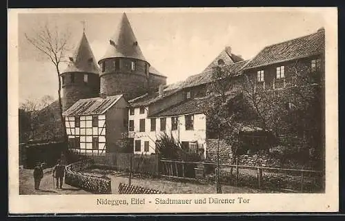 AK Nideggen / Eifel, Stadtmauer und Dürener Tor