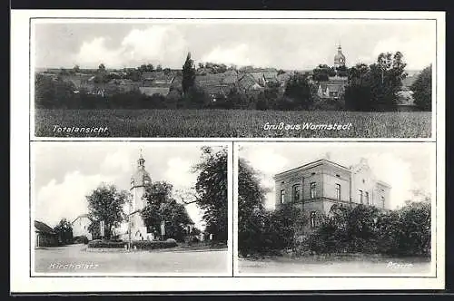 AK Wormstedt, Totalansicht, Kirchplatz, Pfarre