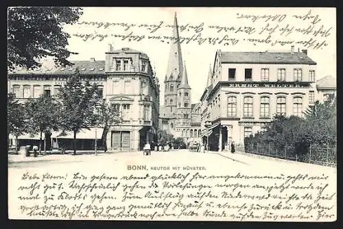 AK Bonn, Neutor mit Geschäft und Münster