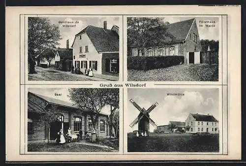 AK Wilsdorf / Dornburg, Gasthaus, Forsthaus, Saal und Windmühle