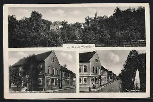 AK Wersdorf, Ortsansicht, Gasthaus zur Erholung, Strassenpartie