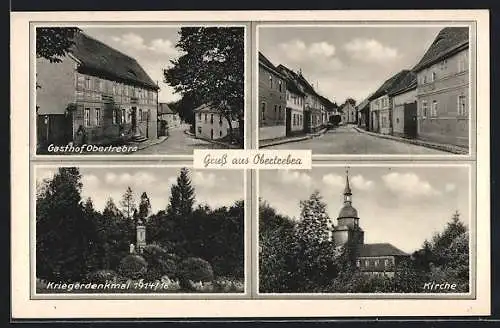 AK Obertrebra, Gasthof Obertrebra, Kriegerdenkmal 1914 /18, Kirche
