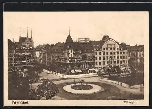 AK Düsseldorf, Wilhelmplatz mit Cafe Industrie