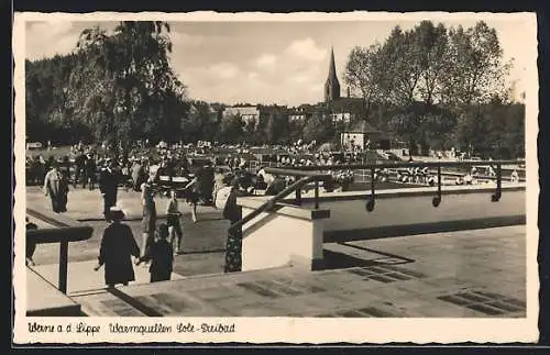 AK Werne /Lippe, Warmquellen Sole-Freibad mit Ortspanorama