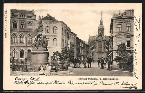AK Aachen, Krieger-Denkmal und Marienkirche