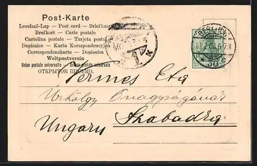 AK Berlin, Partie in der Kaiser Wilhelm Strasse, mit Turm