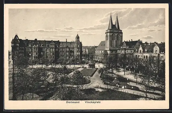AK Dortmund, Vinckeplatz mit Kirche