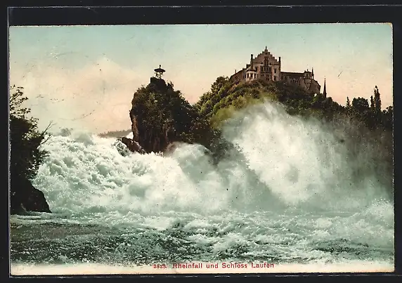 AK Rheinfall und Schloss Laufen, Panorama