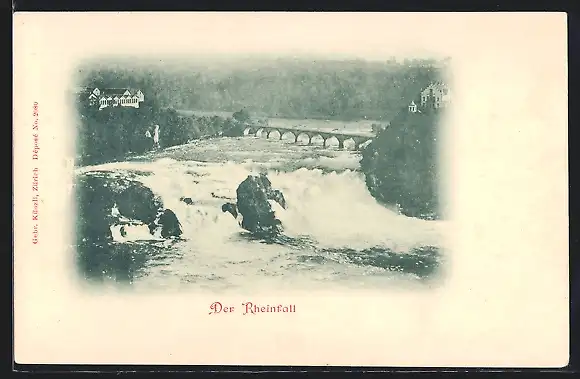 AK Rheinfall, Ansicht mit Viadukt