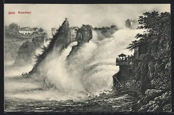 AK Rheinfall, Ansicht mit Aussichtplattform