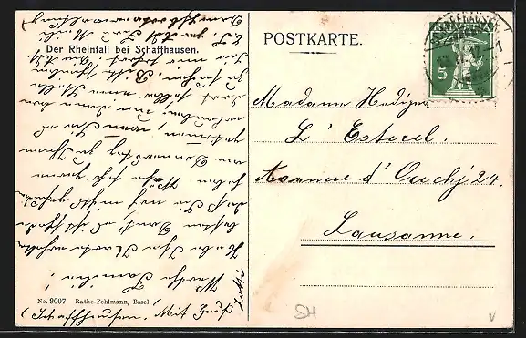 AK Rheinfall, Ansicht vom Wasser aus