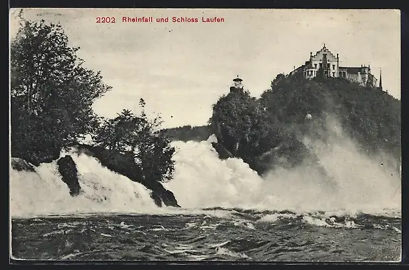 AK Rheinfall, Wasserfall mit Schloss Laufen
