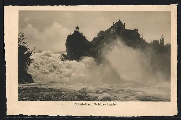AK Rheinfall, Panorama mit Schloss Laufen