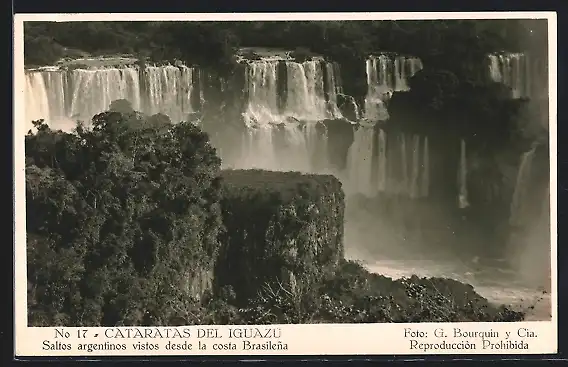 AK Cataratas del Iguazu, Saltos argentinos vistos desde la costa Brasilena