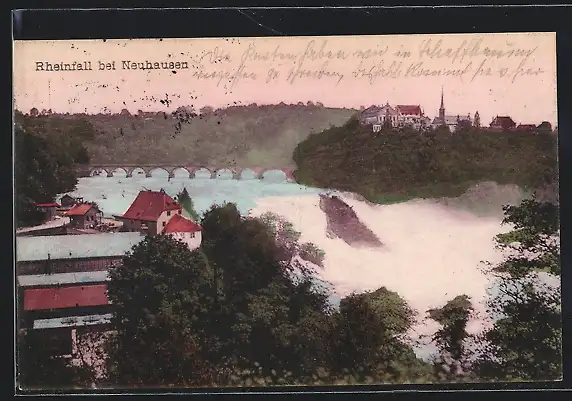 AK Neuhausen, Rheinfall mit Viadukt