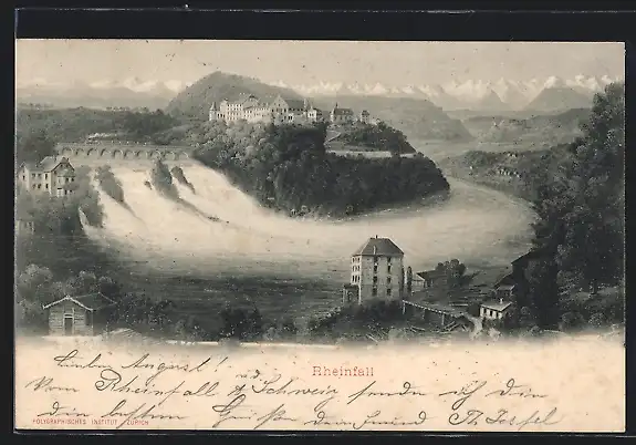 AK Neuhausen, das Schloss Laufen und der Rheinfall
