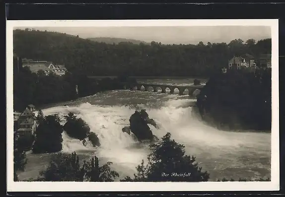 AK Schaffhausen, Rheinfall aus der Vogelschau, Wasserfall