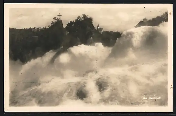 AK Neuhausen, Rheinfall, Ansicht mit Ortsblick