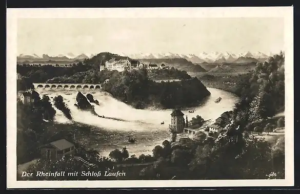 AK Neuhausen, Generalansicht mit dem Schloss Laufen am Rheinfall