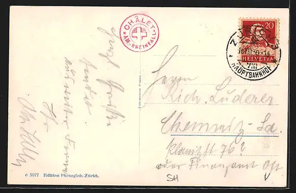 AK Rheinfall, Gesamtansicht mit Alpen