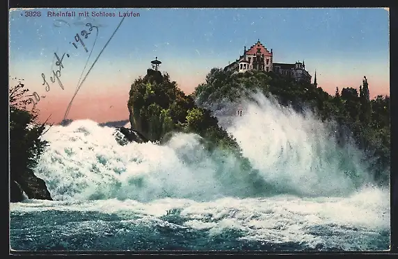 AK Rheinfall, Totalansicht mit Schloss Laufen