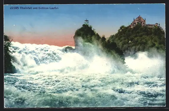 AK Rheinfall, Ortsansicht mit Schloss Laufen