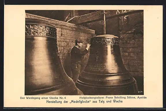 AK Apolda, Hofglockengiesserei Franz Schilling Söhne, Werdegang einer Glocke, Nr. 4, Modellglocke aus Talg und Wachs