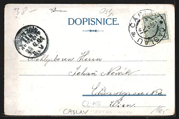 Lithographie Tschaslau / Caslav, Ortsansicht, Stare kasarny, Basta Otakarova