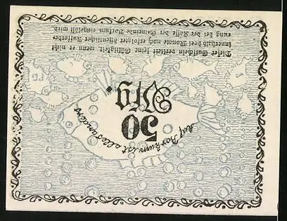 Notgeld Borkum 1918, 50 Pfennig, Leuchtturm und Fisch
