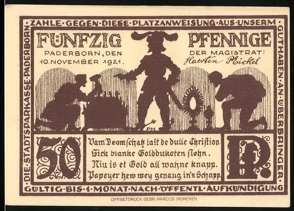 Notgeld Paderborn 1921, 50 Pfennig, Dom zu Paderborn