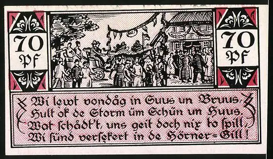 Notgeld Westerhorn 1921, 70 Pfennig, Volksfest mit Gedicht