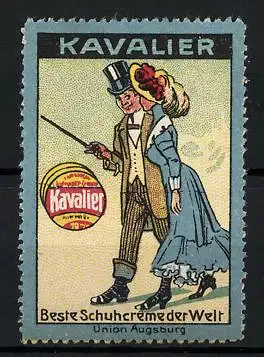 Reklamemarke Kavalier ist die Beste Schuhcreme der Welt, Union Augsburg, Liebespaar beim Spaziergang