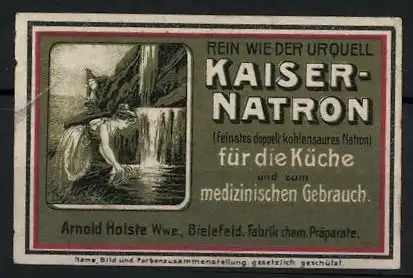 Reklamemarke Kaiser-Natron für die Küche und zum medizinischen Gebrauch, Fabrik Arnold Holste Wwe., Bielefeld, Zwerg
