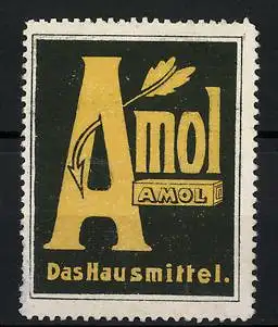 Reklamemarke Amol - das Hausmittel, Schachtel mit Logo