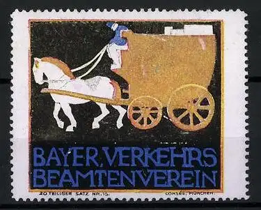 Reklamemarke Bayer. Verkehrs-Beamten-Verein, Pferdekutsche