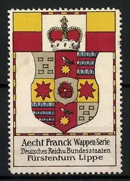 Reklamemarke Aecht Franck Wappenserie, Deutsches Reich u. Bundesstaaten, Fürstentum Lippe, Wappen