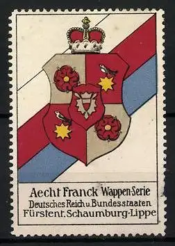 Reklamemarke Aecht Franck Wappen-Serie, Deutsches Reich u. Bundesstaaten, Fürstentum Schaumburg-Lippe