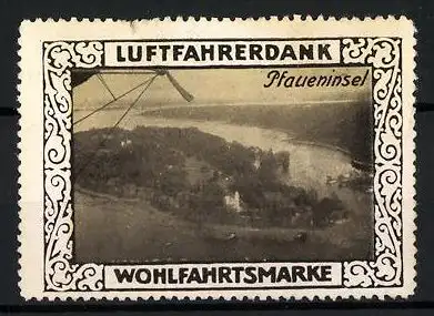 Reklamemarke Luftfahrerdank - Wohlfahrtsmarke, Pfaueninsel aus einem Flugzeug gesehen