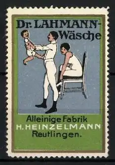 Reklamemarke Dr. Lahmann-Wäsche, Fabrik H. Heinzelmann, Reutlingen, Familie in Unterwäsche