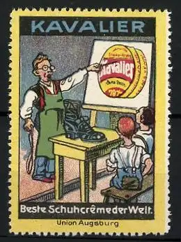 Reklamemarke Kavalier ist beste Schuhcreme der Welt, Schustermeister mit Lehrlingen