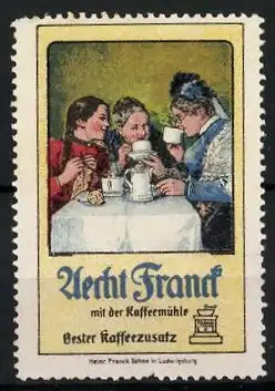 Reklamemarke Aecht Franck ist bester Kaffeezusatz, Frauen beim Kaffeeklatsch