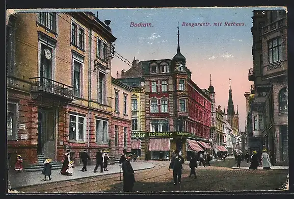 AK Bochum, Bongardstr. mit Rathaus