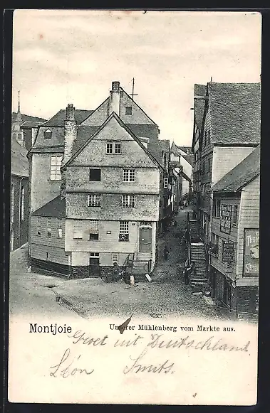 AK Montjoie, Unterer Mühlenberg vom Markt aus